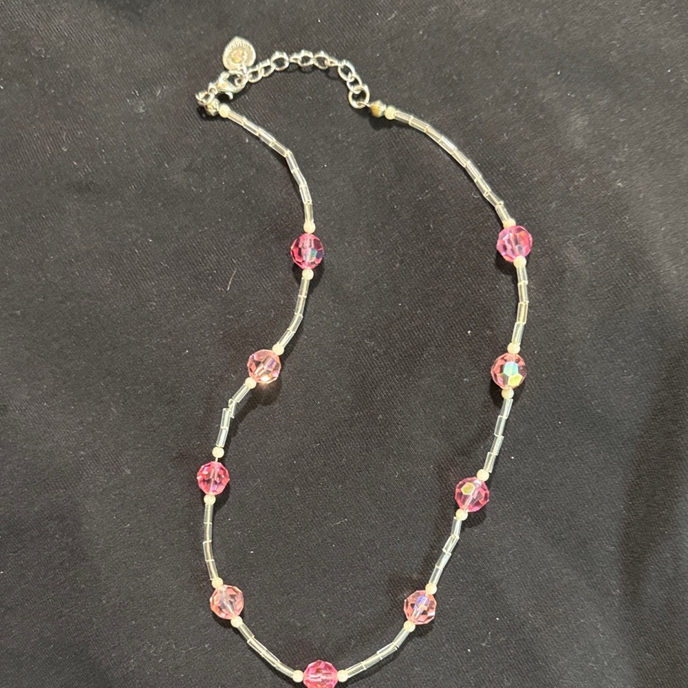 Elegant Pink and Silver Beaded Necklace